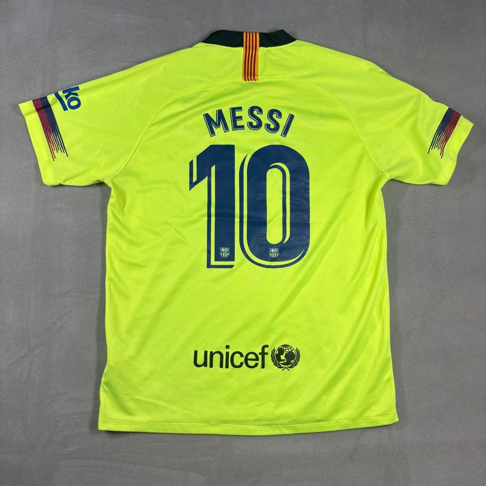 Nike FC Barcelona 2018-19 Messi 10 Away Jersey Volt Yellow Mens XL